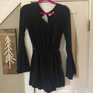 Black bell sleeve romper